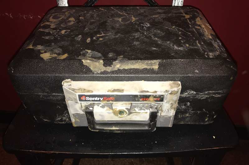 Time capsule recently discovered underneath the floorboards of the Cain’s Ballroom in Tulsa, Oklahoma (Photo by Hunter Rodgers)